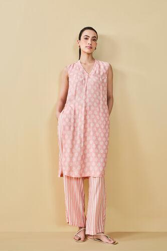 Sunshade Hand-block Printed Coord - Peach, Peach, image 4